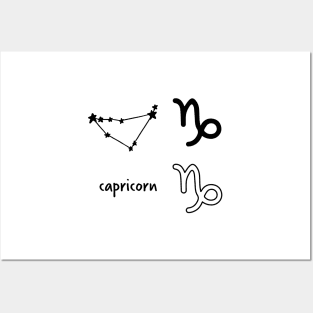 Capricorn Star Sign Symbol and Constellation Sticker Pack Posters and Art